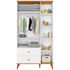 Guarda-Roupa Infantil Bartira Ternura com 5 Nichos, 2 Portas, 2 Gavetas e 106,8 cm de Largura - Branco Wood - 2