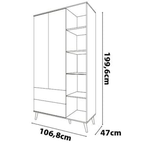 Guarda-Roupa Infantil Bartira Ternura com 5 Nichos, 2 Portas, 2 Gavetas - 106,8 cm de largura
