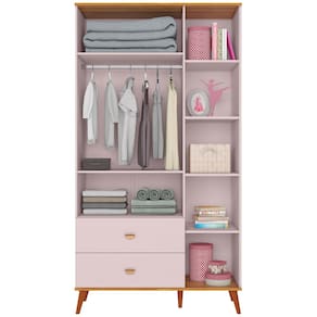 Guarda-Roupa Infantil Bartira Ternura com 5 Nichos, 2 Portas, 2 Gavetas - 106,8 cm de largura