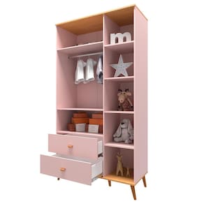 Guarda-Roupa Infantil Bartira Ternura com 5 Nichos, 2 Portas, 2 Gavetas - 106,8 cm de largura