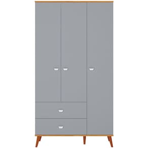Guarda-Roupa Infantil Bartira Ternura com 3 Portas, 2 Gavetas - 106,8 cm de Largura - Azul Wood - 1