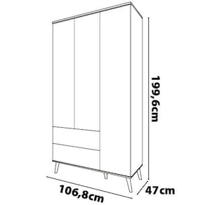 Guarda-Roupa Infantil Bartira Ternura com 3 Portas, 2 Gavetas - 106,8 cm de Largura
