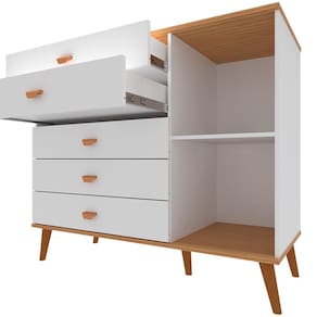 Cômoda Infantil Bartira Ternura com 5 Gavetas e 1 Porta, com 106,8 cm de Largura - Branco Wood - 2