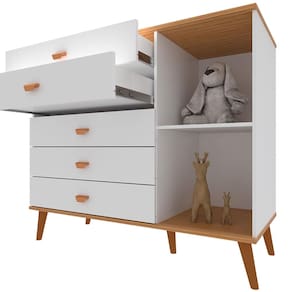 Cômoda Infantil Bartira Ternura com 5 Gavetas e 1 Porta, com 106,8 cm de Largura - Branco Wood - 3