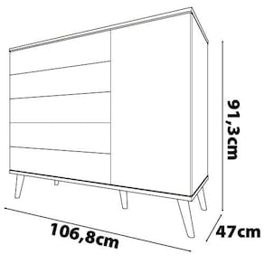 Cômoda Infantil Bartira Ternura com 5 Gavetas e 1 Porta - 106,8cm de largura