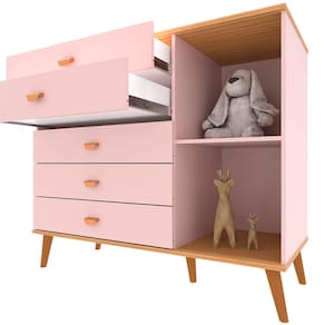Cômoda Infantil Bartira Ternura com 5 Gavetas e 1 Porta - 106,8cm de largura