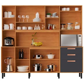 Cozinha Compacta Itatiaia Nápoles com 8 Portas, 3 Gavetas e 9 Prateleiras - 220cm de largura
