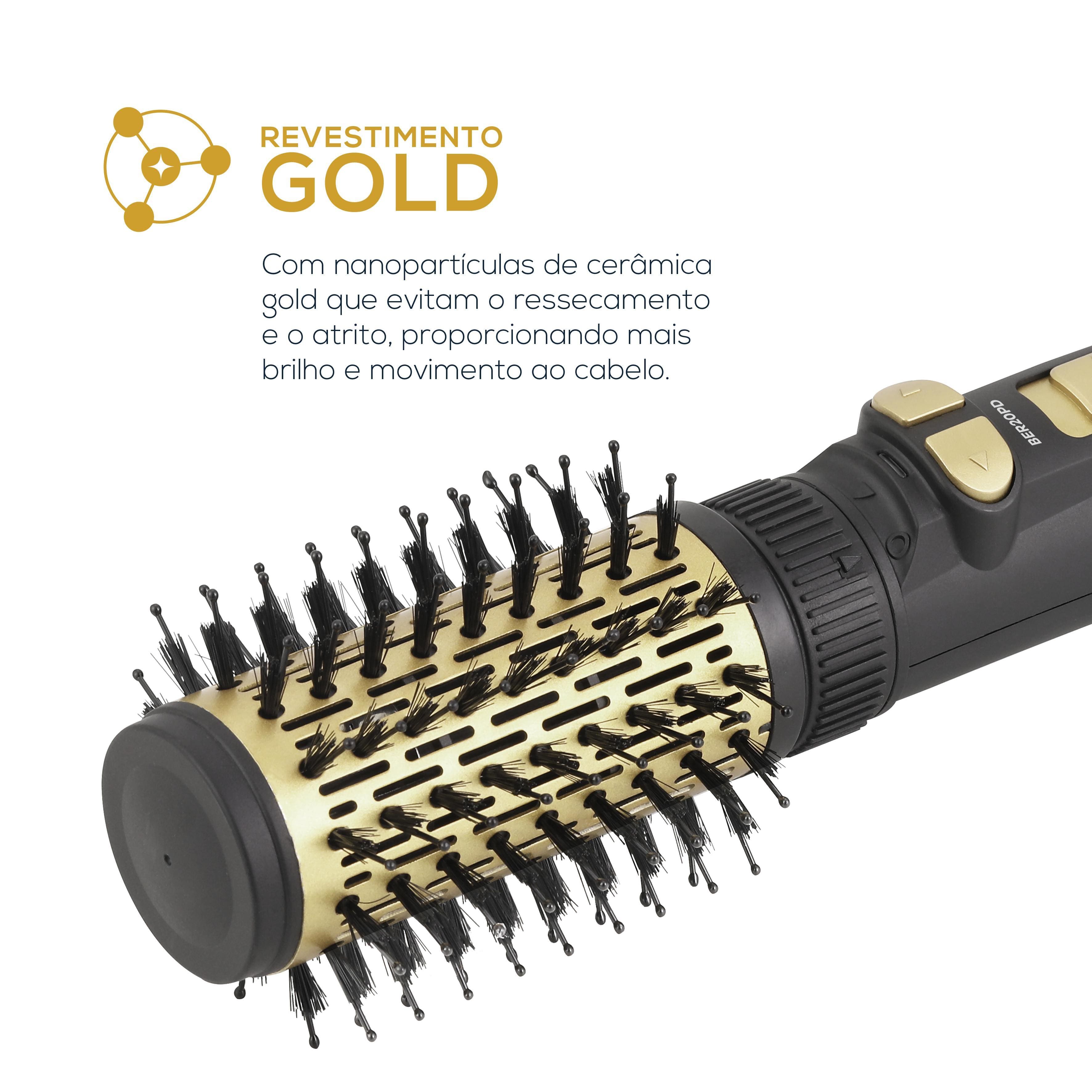 Escova Rotativa Britânia BER20PD 4 em 1 1300W Preta/Dourada - Bivolt - 1