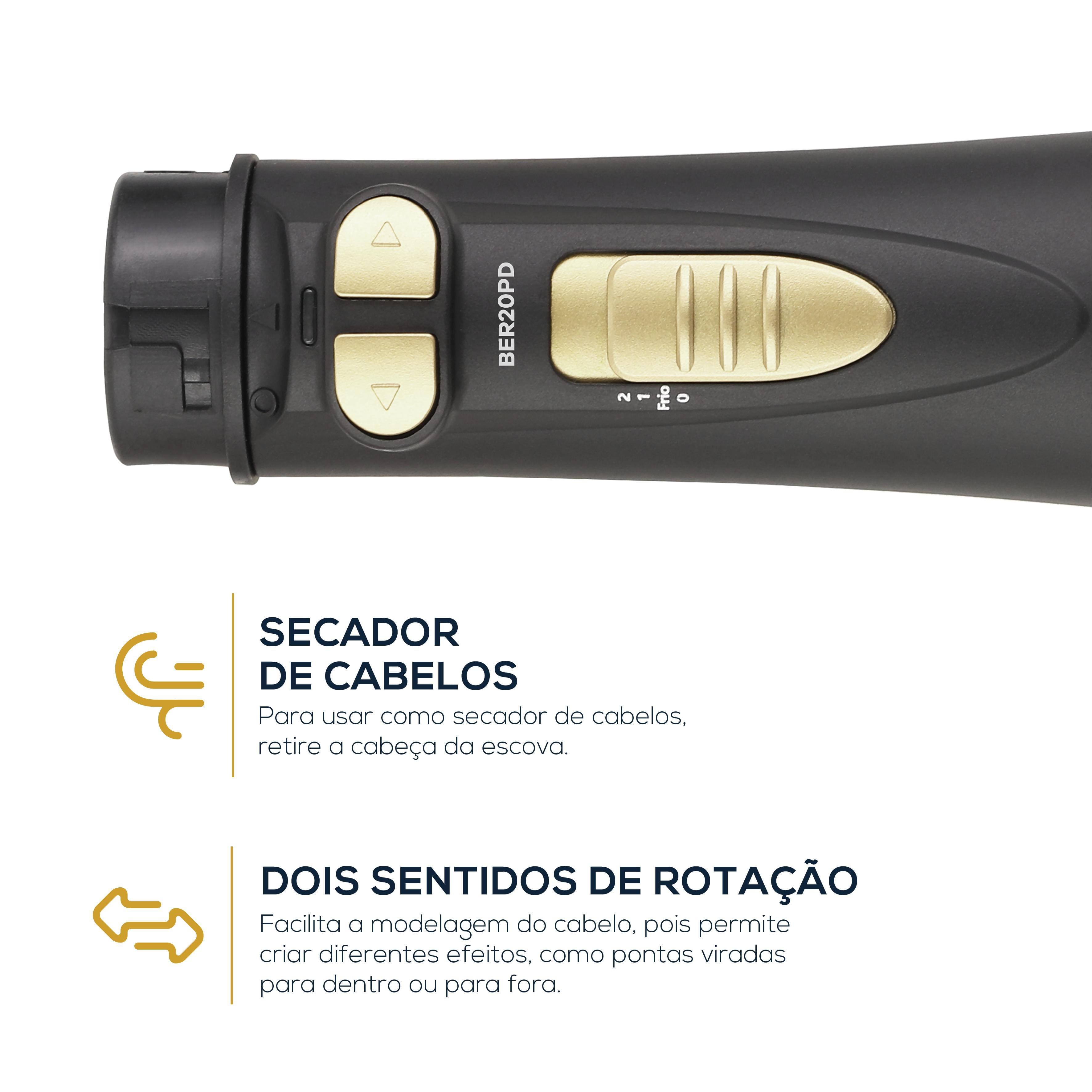 Escova Rotativa Britânia BER20PD 4 em 1 1300W Preta/Dourada - Bivolt - 3