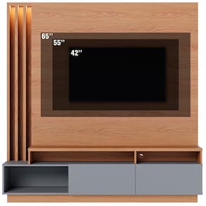 Estante Home Colibri Humaitá com 180 cm de Largura, Ideal para TV de Até 65” - Freijó/Cinza Fosco - 3