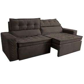 Sofá 4 Lugares Cama inBox Belém Retrátil e Reclinável Revestido em Suede Velusoft - 230cm de largura - Café - 2
