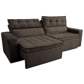 Sofá 4 Lugares Cama inBox Belém Retrátil e Reclinável Revestido em Suede Velusoft - 230cm de largura - Café - 3