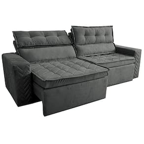 Sofá 3 Lugares Cama inBox Belém Retrátil e Reclinável Revestido em Suede Velusoft - 200cm de Largura