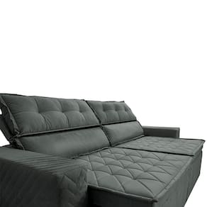 Sofá 3 Lugares Cama inBox Belém Retrátil e Reclinável Revestido em Suede Velusoft - 200cm de Largura