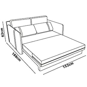 Sofá-Cama Matrix Martina Retrátil com 2 Lugares, Braços e Revestimento em Tecido Veludo Light - 152cm de largura