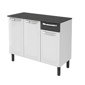 Balcão Itatiaia Rose com 3 Portas e 1 Gaveta - 105 cm de Largura - Branco/Preto - 2