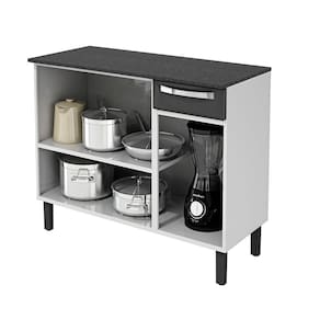 Balcão Itatiaia Rose com 3 Portas e 1 Gaveta - 105 cm de Largura - Branco/Preto - 3