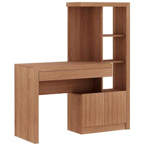 Escrivaninha Móveis Videira Tecnomobili ME4143 com 2 Portas, 1 Gaveta e 2 Prateleiras - Amendoa - 1