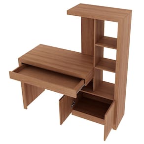 Escrivaninha Móveis Videira Tecnomobili ME4143 com 2 Portas, 1 Gaveta e 2 Prateleiras - Amendoa - 2