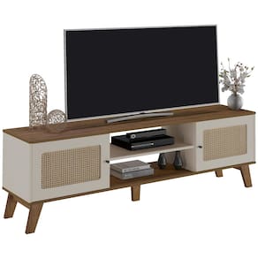 Rack Artely Charlotte com 180 cm de Largura, Ideal para TV de até 75” - Pinho/Off White - 1