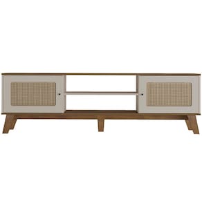 Rack Artely Charlotte com 180 cm de Largura, Ideal para TV de até 75” - Pinho/Off White - 2