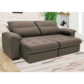 Sofá de 3 Lugares Linoforte Barcellos com 200 cm de Largura, Retrátil/Reclinável, com Revestimento em Tecido Suede