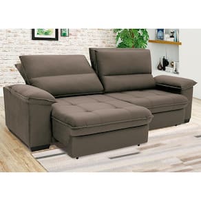 Sofá de 3 Lugares Linoforte Barcellos com 200 cm de Largura, Retrátil/Reclinável, com Revestimento em Tecido Suede