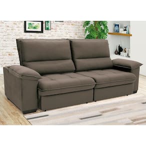 Sofá de 3 Lugares Linoforte Barcellos com 200 cm de Largura, Retrátil/Reclinável, com Revestimento em Tecido Suede