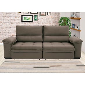 Sofá de 3 Lugares Linoforte Barcellos com 200 cm de Largura, Retrátil/Reclinável, com Revestimento em Tecido Suede