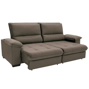 Sofá de 3 Lugares Linoforte Barcellos com 200 cm de Largura, Retrátil/Reclinável, com Revestimento em Tecido Suede