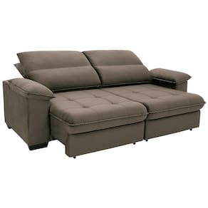Sofá de 3 Lugares Linoforte Barcellos com 200 cm de Largura, Retrátil/Reclinável, com Revestimento em Tecido Suede