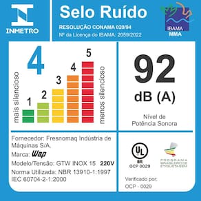 Aspirador de Pó e Água WAP GTW Inox 15 1700W com Bocal de Sopro - Preto/Amarelo