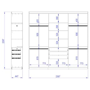 Guarda-Roupa Casal Bartira Genova com 6 Portas e 3 Gavetas - 236,7cm de largura