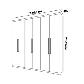 Guarda-Roupa Casal Bartira Genova com 6 Portas e 3 Gavetas - 236,7cm de largura