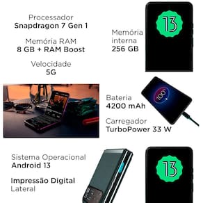 Smartphone Motorola Razr 40 5G Lilac 256GB 10GB (8GB RAM + 2GB Ram Boost) 64MP com moto AI NFC Dobrável