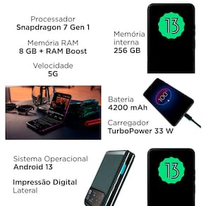 Smartphone Motorola Razr 40 5G Sage Green 256GB 10GB (8GB RAM + 2GB Ram Boost) 64MP com moto AI NFC Dobrável