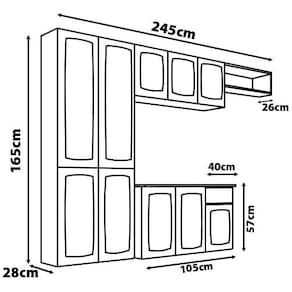 Cozinha Compacta Itatiaia Amanda Plus com 10 Portas, 1 Gaveta e 8 Prateleiras - 245cm de largura