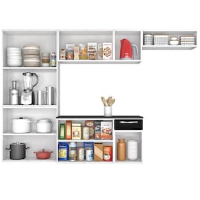 Cozinha Compacta Itatiaia Amanda Plus com 10 Portas, 1 Gaveta e 8 Prateleiras - 245cm de largura