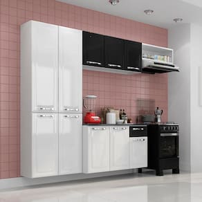 Cozinha Compacta Itatiaia Amanda Plus com 10 Portas, 1 Gaveta e 8 Prateleiras - 245cm de largura