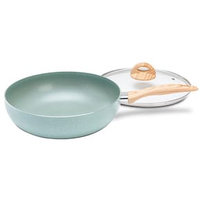 Panela Wok Brinox Life Botanika com Tampa, Fundo de Indução e Revestimento Cerâmico 28cm - Verde - WOK C/ TAMPA 28CM IND CER. LIFE BOTANIKA VD BRINOX - 3