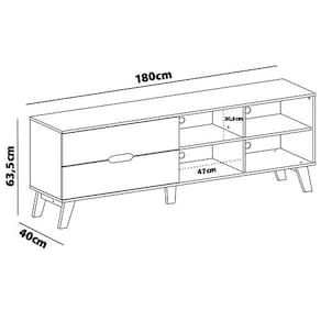 Rack Artely Verona com 180 cm de Largura, 2 Gavetas, Ideal para TV de Até 75”