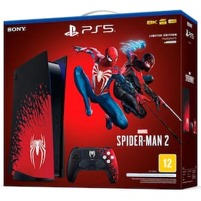 Detalhes do bundle do PS5 com Marvel's Spider-Man 2; tampa e