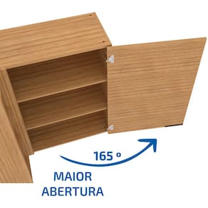 Armário Aéreo de Canto Bartira Cristal MDP 15mm com 1 Porta e 2 Prateleiras - 101,8cm de largura - Mel - 3