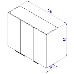 Armário Aéreo Bartira Cristal MDP 15mm com 3 Portas e 3 Prateleiras - 120cm de largura