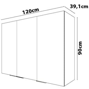 Armário Aéreo Bartira Cristal MDP 15mm com 3 Portas e 3 Prateleiras - 120cm de largura