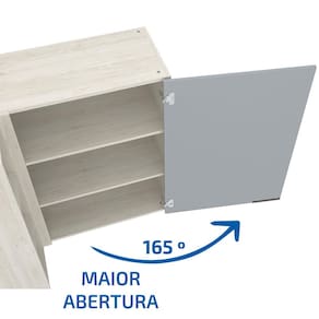 Armário Aéreo de Canto Bartira Cristal MDP 15mm com 1 Porta e 2 Prateleiras - 101,8cm de largura - Freixo - 3