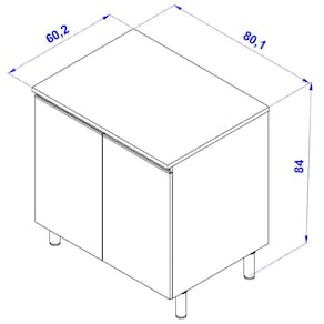 Balcão Bartira Cristal MDP 15mm com 2 Portas e 1 Prateleira - 80,1cm de largura