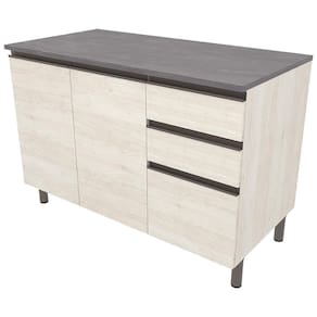 Balcão Bartira Cristal MDP 15mm com 2 Portas, 3 Gavetas e 1 Prateleira - 120,1cm de largura - BALC 2 PTS 3GV 120 BARTIRA CRISTAL FREIXO - 1