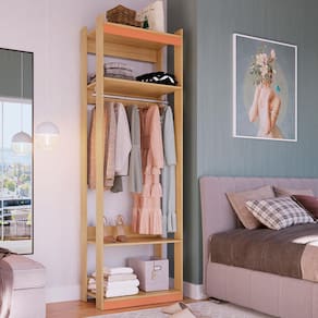 Guarda-Roupa Closet Solteiro Genialflex Amber com Cabideiro, 2 Prateleiras e 70,5cm de Largura