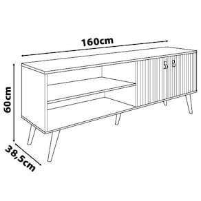 Rack Genialflex Amber com 2 Portas, 160 cm de Largura, Ideal para TV de até 60"